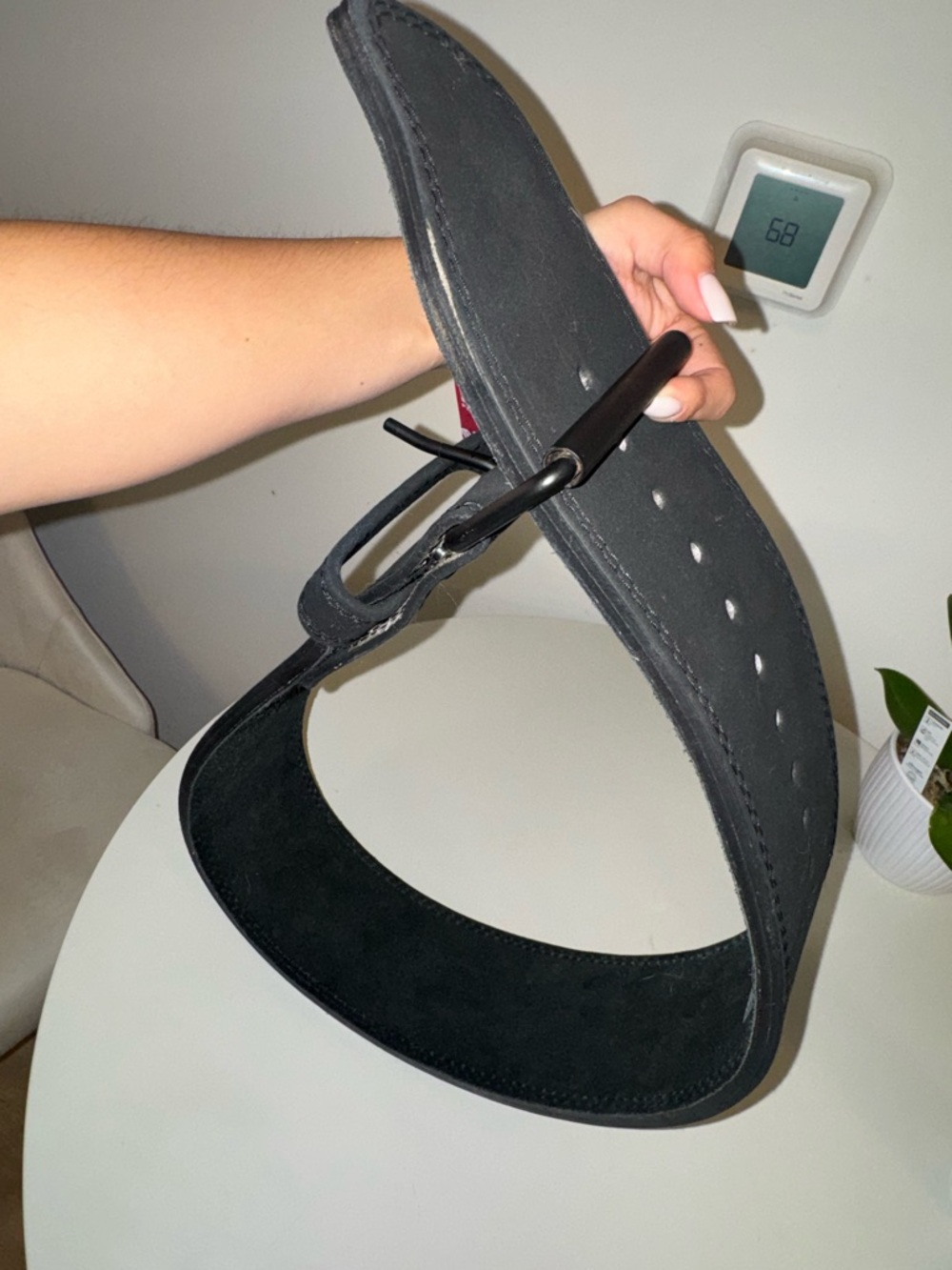 Wide Black Suede Weightlifting Belt with Metal Buckle